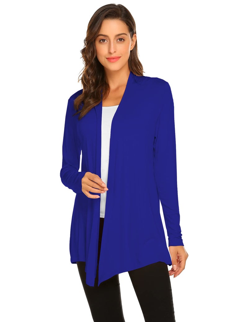 Newchoice Women's Soft Drape Open Front Cardigans Loose Casual Lightweight Long Sleeve Cardigan Sweaters All Seasons (Royal Blue, L) - Image 3